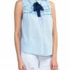 Iris Ruffle Tie Top Light Blue Short Sleeve Top