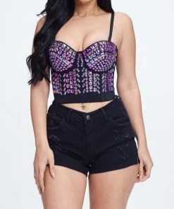 LYDIA Rhinestone Jeweled Crop Corset