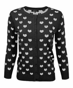 MAK-1 Face The Facts Kitty Face Cardigan Orange