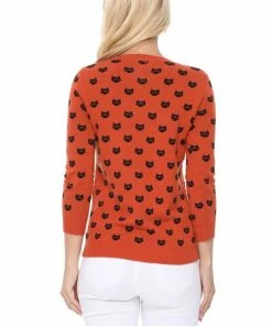 MAK-1 Face The Facts Kitty Face Cardigan Orange