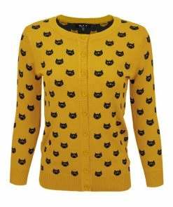 MAK-1 Face The Facts Kitty Face Cardigan Orange