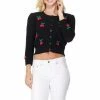 MAK-1 Sweaters & Cardigans Cherry Embroidered Black Cardigan