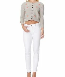 MAK-1 Cherry Embroidered Gray Cardigan