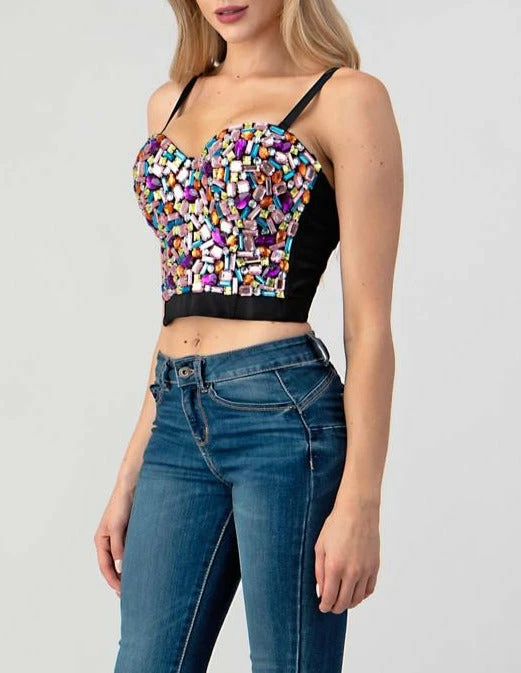 LYDIA Rhinestone Jeweled Multi Color Corset Corsets 9 LYDIA Rhinestone Jeweled Multi Color Corset Corsets