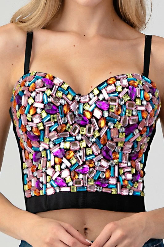 LYDIA Rhinestone Jeweled Multi Color Corset Corsets 8 LYDIA Rhinestone Jeweled Multi Color Corset Corsets