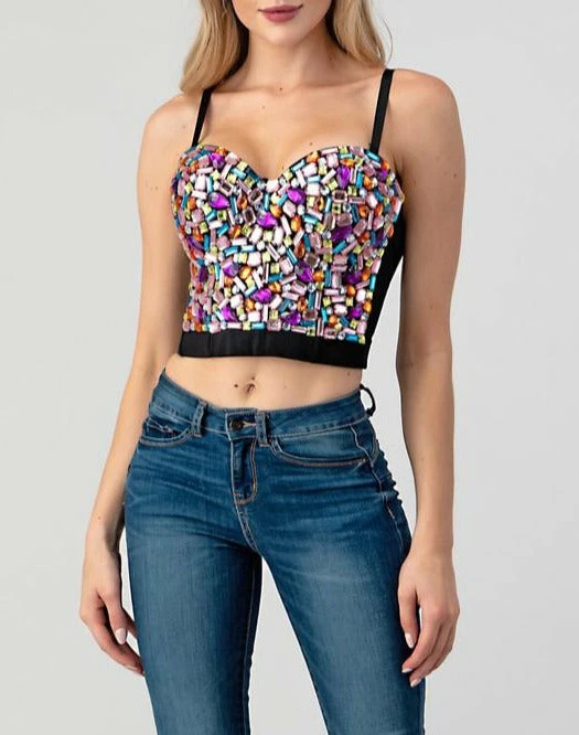 LYDIA Rhinestone Jeweled Multi Color Corset Corsets 10 LYDIA Rhinestone Jeweled Multi Color Corset Corsets