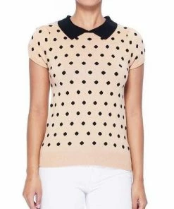 Varga Pretty In Polka Dot Collar Top Sweaters & Cardigans