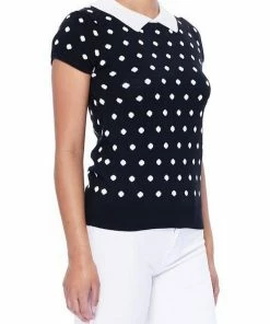 MAK-1 Pretty In Polka Dot Collar Top
