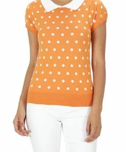 Varga Pretty In Polka Dot Collar Top Sweaters & Cardigans