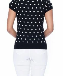 Varga Pretty In Polka Dot Collar Top Sweaters & Cardigans