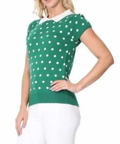 Varga Pretty In Polka Dot Collar Top Sweaters & Cardigans