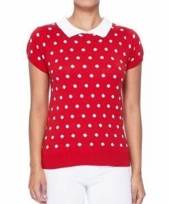MAK-1 Pretty In Polka Dot Collar Top
