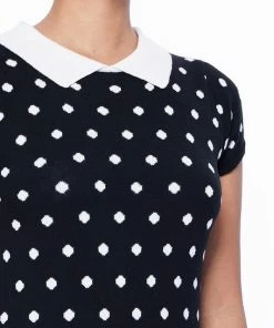 Varga Pretty In Polka Dot Collar Top Sweaters & Cardigans