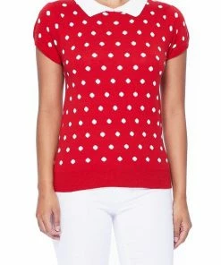 MAK-1 Pretty In Polka Dot Collar Top