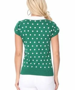 Varga Pretty In Polka Dot Collar Top Sweaters & Cardigans