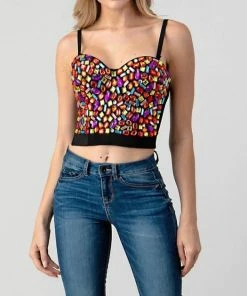 LYDIA Rhinestone Jeweled Multi Color Corset Corsets