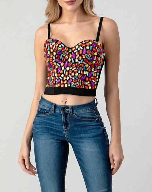 LYDIA Rhinestone Jeweled Multi Color Corset Corsets 13 LYDIA Rhinestone Jeweled Multi Color Corset Corsets
