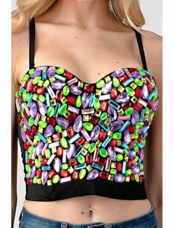 LYDIA Rhinestone Jeweled Multi Color Corset Corsets 3 LYDIA Rhinestone Jeweled Multi Color Corset Corsets
