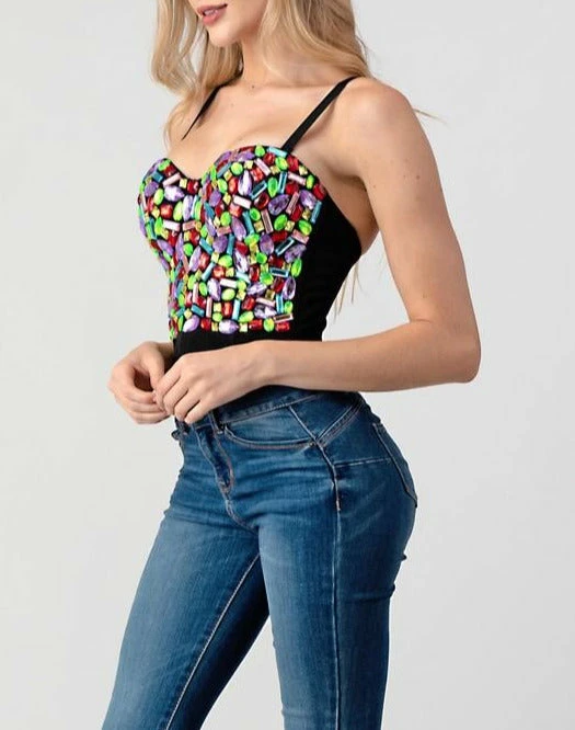 LYDIA Rhinestone Jeweled Multi Color Corset Corsets 5 LYDIA Rhinestone Jeweled Multi Color Corset Corsets