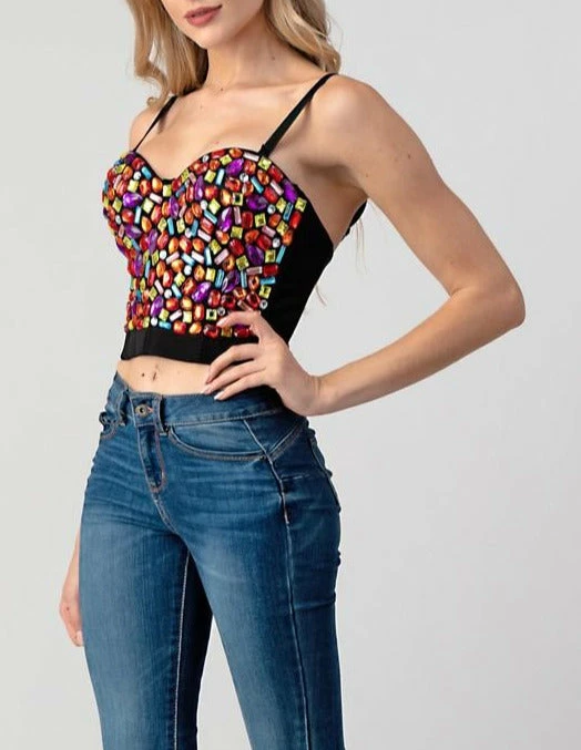 LYDIA Rhinestone Jeweled Multi Color Corset Corsets 12 LYDIA Rhinestone Jeweled Multi Color Corset Corsets