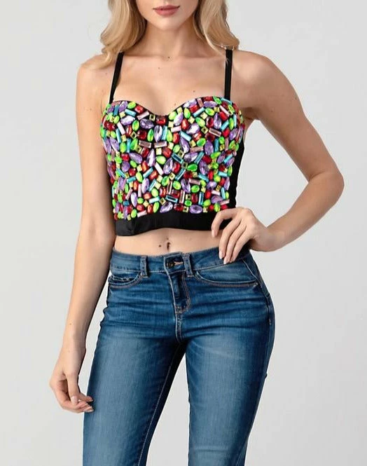 LYDIA Rhinestone Jeweled Multi Color Corset Corsets 4 LYDIA Rhinestone Jeweled Multi Color Corset Corsets