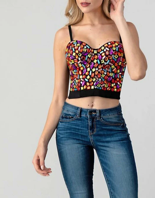 LYDIA Rhinestone Jeweled Multi Color Corset Corsets 14 LYDIA Rhinestone Jeweled Multi Color Corset Corsets
