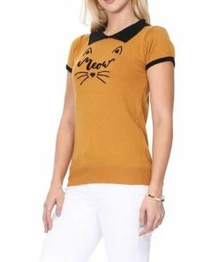 MAK-1 Meow Kitty Cardigan Gold Sweaters & Cardigans