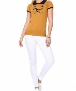 MAK-1 Meow Kitty Cardigan Gold Sweaters & Cardigans