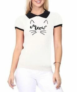 MAK-1 Meow Kitty Cardigan White