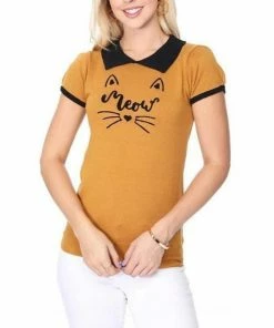 MAK-1 Meow Kitty Cardigan Gold Sweaters & Cardigans