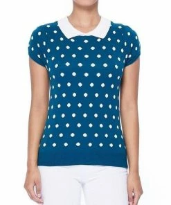 MAK-1 Pretty In Polka Dot Collar Top