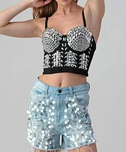 LYDIA Rhinestone Jeweled Crop Corset