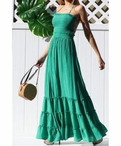 Dress Day Crazy For You Smocked Maxi Dress Medium Sea Green Maxi Dresses & Jumpsuits
