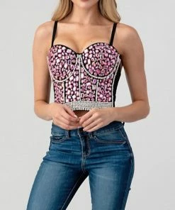 LYDIA Diamonds And Pearls Jeweled Corset Pink Corsets
