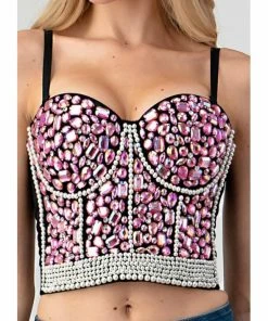 LYDIA Diamonds And Pearls Jeweled Corset Pink Corsets