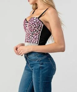 LYDIA Diamonds And Pearls Jeweled Corset Pink Corsets