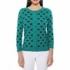 MAK-1 Face The Facts Kitty Face Cardigan Teal Sweaters & Cardigans