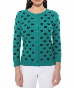 MAK-1 Face The Facts Kitty Face Cardigan Orange