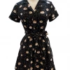 IXIA2 It's A Wrap Black Hedge Hog Shirt Dress Pin Up Dresses