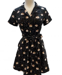 IXIA2 It's A Wrap Black Hedge Hog Shirt Dress Pin Up Dresses
