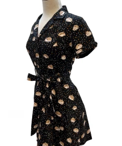 IXIA2 It's A Wrap Black Hedge Hog Shirt Dress Pin Up Dresses