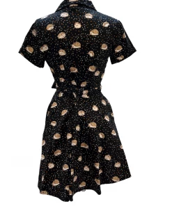 IXIA2 It's A Wrap Black Hedge Hog Shirt Dress Pin Up Dresses