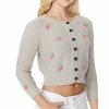 MAK-1 Cherry Embroidered Gray Cardigan