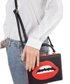H&D Purses Lip Hard Case Clutch