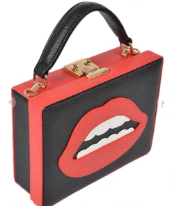 H&D Purses Lip Hard Case Clutch