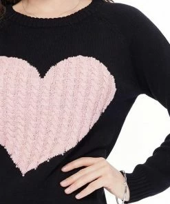 MAK-1 You Have My Heart Black Sweaters & Cardigans