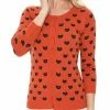 MAK-1 Face The Facts Kitty Face Cardigan Orange