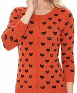 MAK-1 Face The Facts Kitty Face Cardigan Black