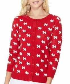 MAK-1 Cute As A Button Scottie Cardigan Red Sweaters & Cardigans