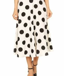 MISS MOA Mini Skirts & Mid Length Skirt Miss Me Yet Polka Dot Midi Skirt Black